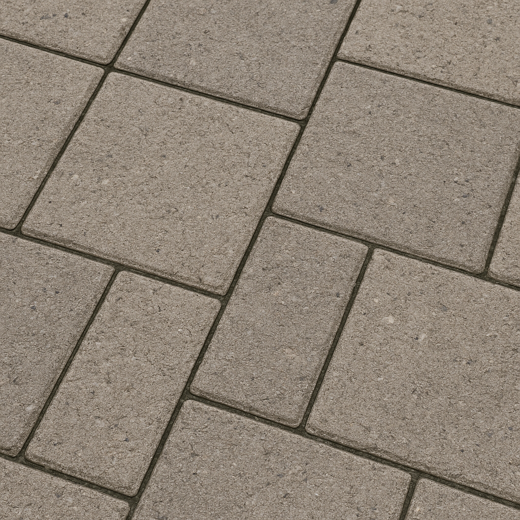 Interlock patio stones in herringbone pattern